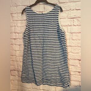 Linen Striped Mini Tank Dress Size L